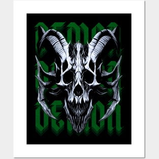 Green Demon Skull Posters and Art